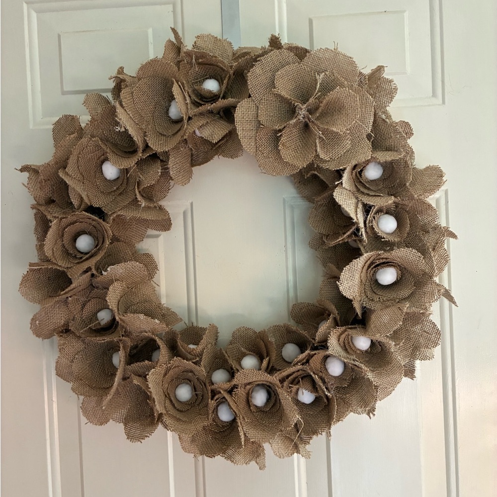 Rustic Burlap Holiday Wreath